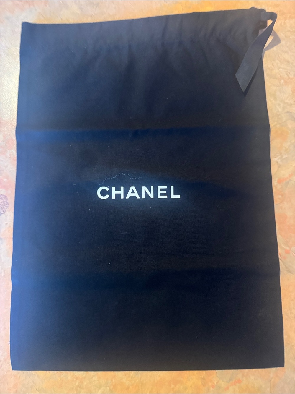 CHANEL Black Drawstring Logo Dust Bag